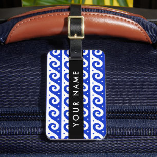 Griechischer Masander-Schlüssel, Wave Key, Blau, I Gepäckanhänger