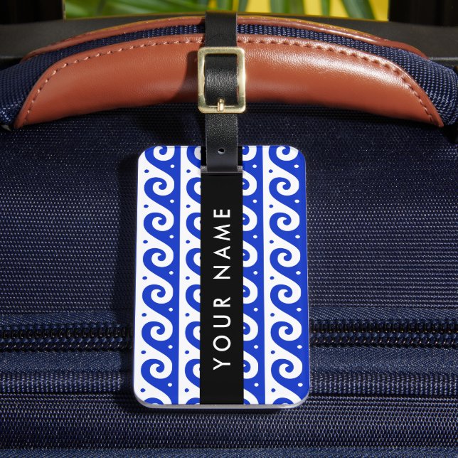 Griechischer Masander-Schlüssel, Wave Key, Blau, I Gepäckanhänger (Vorderseite Insitu 2)