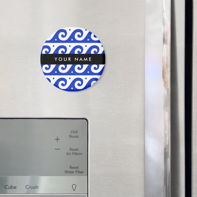 Griechischer Masander-Schlüssel, Wave Key, Blau, I Magnet (In Situ (Kühlschrank))