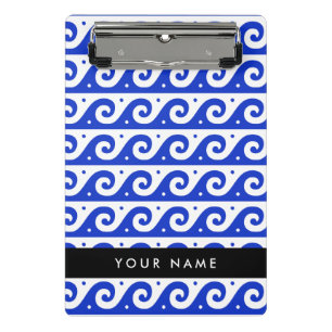 Griechischer Masander-Schlüssel, Wave Key, Blau, I Mini Klemmbrett