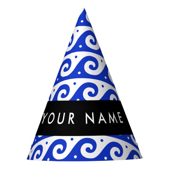 Griechischer Masander-Schlüssel, Wave Key, Blau, I Partyhütchen (Vorderseite)