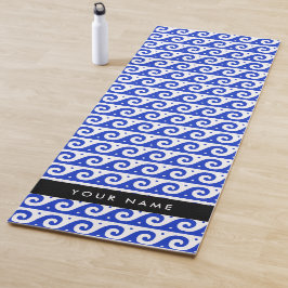 Griechischer Masander-Schlüssel, Wave Key, Blau, I Yogamatte