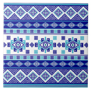 Griechischer Maserschlüssel und das böse Auge Fliese