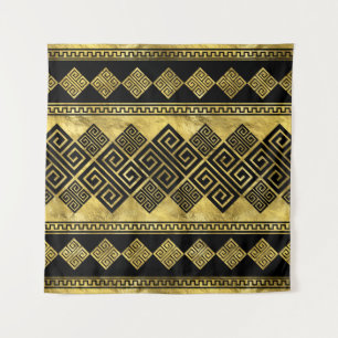 Griechischer Meander - griechischer Schlüsselschwa Wandteppich