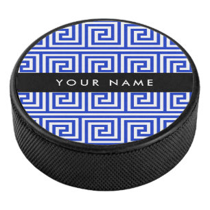 Griechischer Meander Key Blue, Ihr Name, personali Eishockey Puck