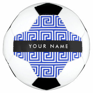 Griechischer Meander Key Blue, Ihr Name, personali Fußball