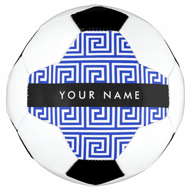 Griechischer Meander Key Blue, Ihr Name, personali Fußball (Vorderseite)