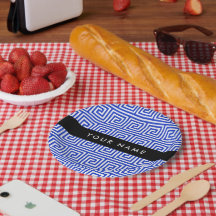 Griechischer Meander Key Blue, Ihr Name, personali