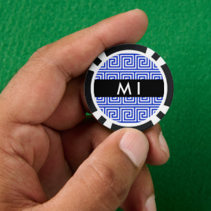 Griechischer Meander Key Blue, Ihr Name, personali Pokerchips