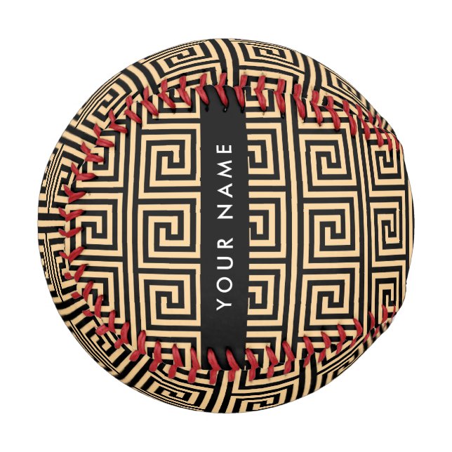Griechischer Meander Key Brown, Ihr Name, personal Baseball (Vorderseite Links)