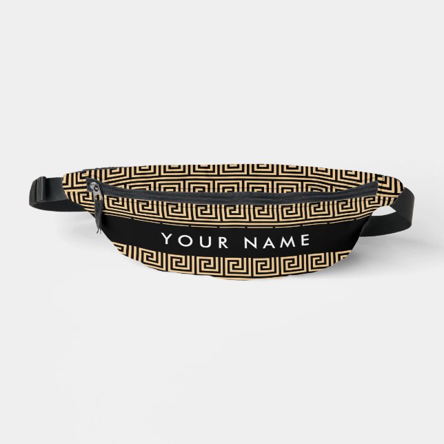 Griechischer Meander Key Brown, Ihr Name, personal Bauchtasche (Vorderseite)