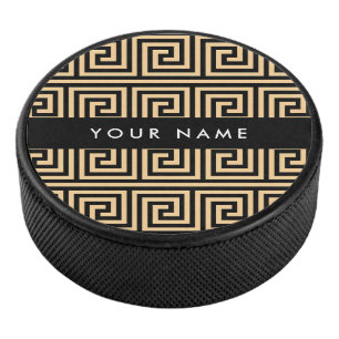 Griechischer Meander Key Brown, Ihr Name, personal Eishockey Puck