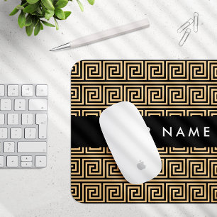 Griechischer Meander Key Brown, Ihr Name, personal Mousepad
