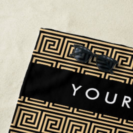 Griechischer Meander Key Brown, Ihr Name, personal Strandtuch