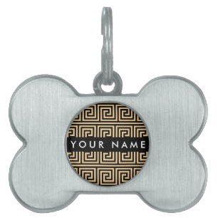 Griechischer Meander Key Brown, Ihr Name, personal Tiermarke