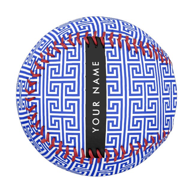 Griechischer Meander Key H Blue, Ihr Name, persona Baseball (Vorderseite Links)