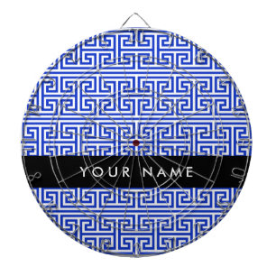 Griechischer Meander Key H Blue, Ihr Name, persona Dartscheibe