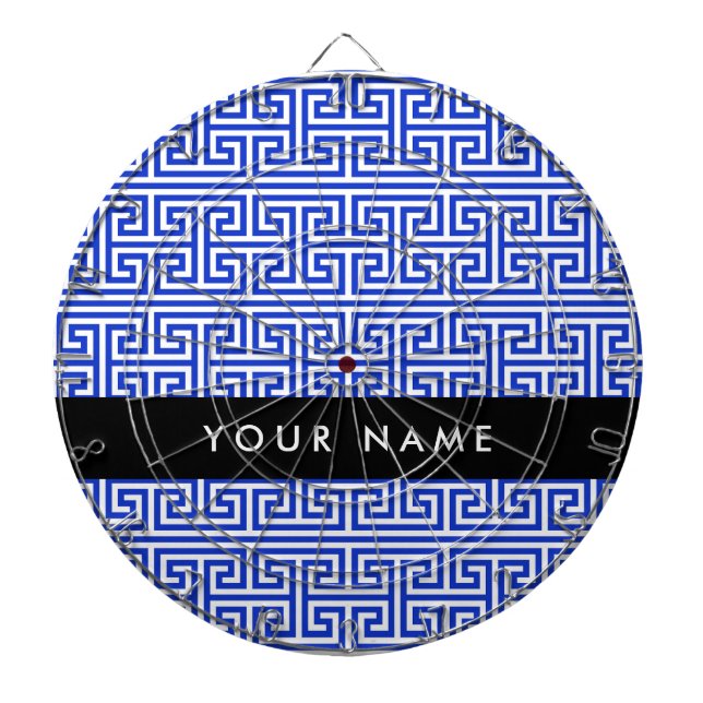 Griechischer Meander Key H Blue, Ihr Name, persona Dartscheibe (vorne)