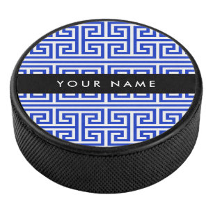 Griechischer Meander Key H Blue, Ihr Name, persona Eishockey Puck