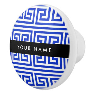 Griechischer Meander Key H Blue, Ihr Name, persona Keramikknauf