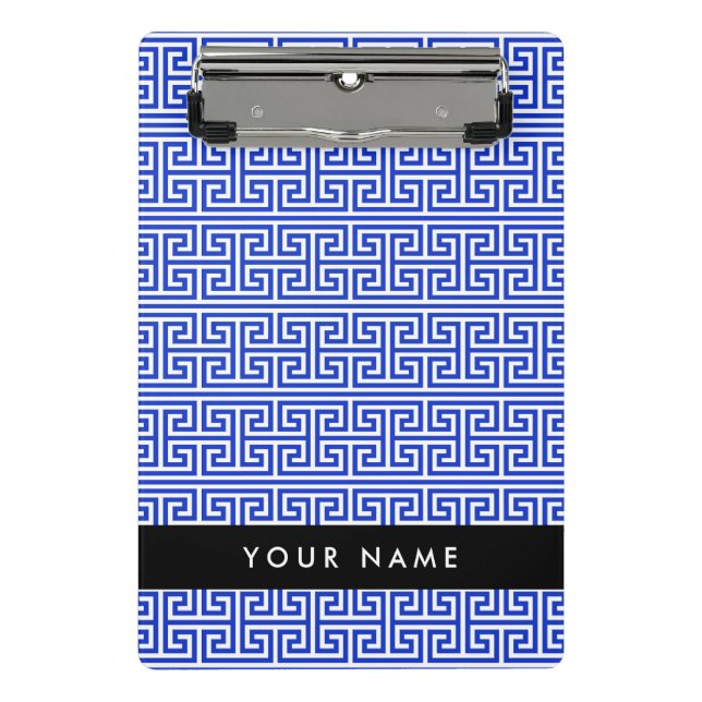 Griechischer Meander Key H Blue, Ihr Name, persona Mini Klemmbrett (Vorderseite)
