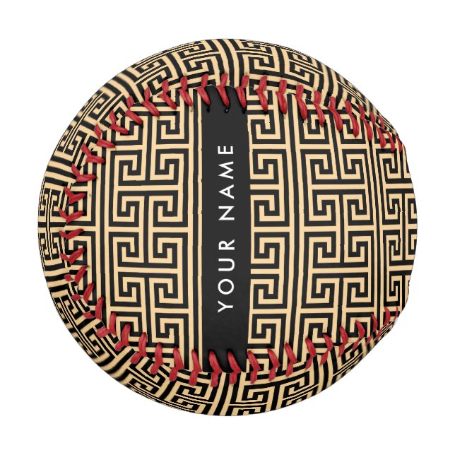 Griechischer Meander Key H Brown, Ihr Name, person Baseball (Vorderseite Links)