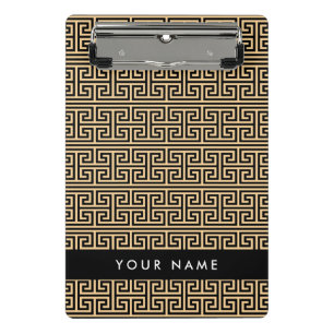 Griechischer Meander Key H Brown, Ihr Name, person Mini Klemmbrett