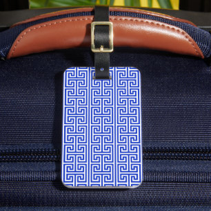 Griechischer Meander Key Square H Pattern Blau Gepäckanhänger