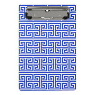 Griechischer Meander Key Square H Pattern Blau Mini Klemmbrett