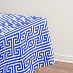 Griechischer Meander Key Square H Pattern Blau Tischdecke