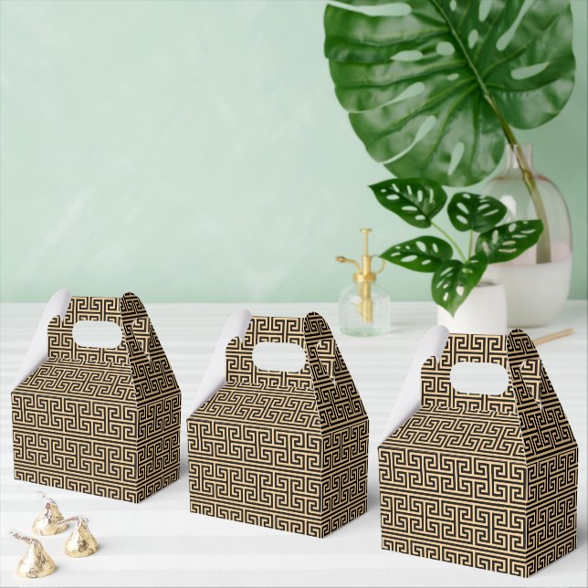 Griechischer Meander Key Square H Pattern Brown Geschenkschachtel (Zahlreiche)