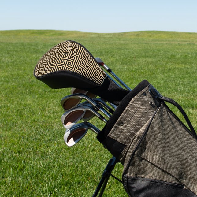 Griechischer Meander Key Square H Pattern Brown Golf Headcover (In SItu)