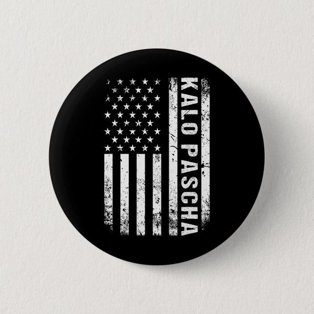 Griechischer Ostern Kalo Pascha Retro US Flag Grie Button (Vorderseite)