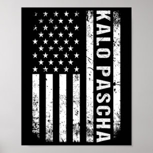Griechischer Ostern Kalo Pascha Retro US Flag Grie Poster