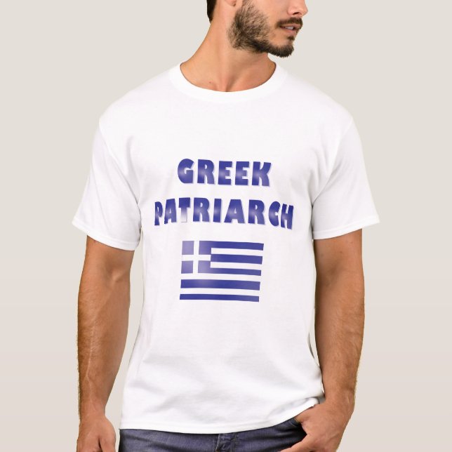 Griechischer Patriarch personalisiert Nachname Blu T-Shirt (Vorderseite)