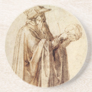 Griechischer Philosoph mit menschlichem Schädel vo Getränkeuntersetzer