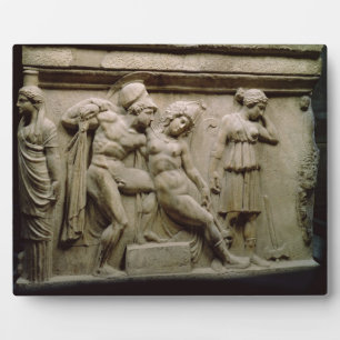 Griechischer Sarcophagus mit einer Szene, die die  Fotoplatte