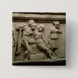 Griechischer Sarkophag mit einer Szene, die den Button