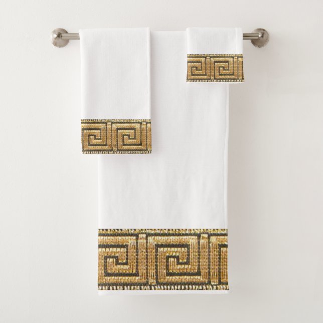 Griechischer Schlüssel des Lebensmeiers Symbol Gol Badhandtuch Set (Insitu)