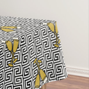 Griechischer Schlüssel-Feier Toast - Gold, Schwarz Tischdecke