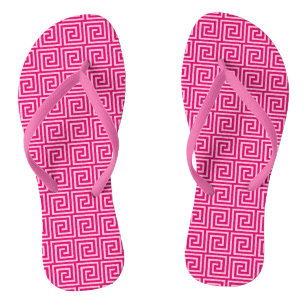 Griechischer Schlüssel, Fuchsien und hellrosa Flip Flops