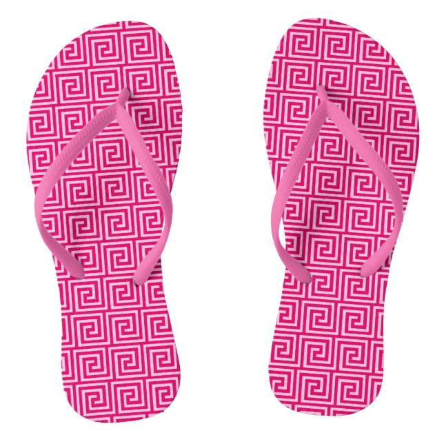 Griechischer Schlüssel, Fuchsien und hellrosa Flip Flops (Fußbett)