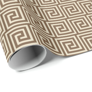 Griechischer Schlüssel, Schatten von Taupe Tan Geschenkpapier