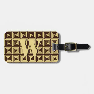 Griechischer Schlüssel, schokoladenbraun und braun Gepäckanhänger