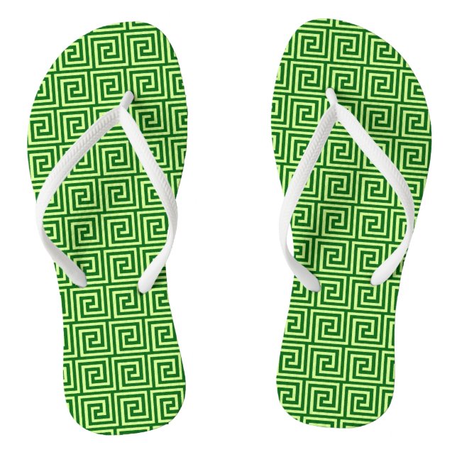 griechischer Schlüssel, smaragdgrün und Limon Flip Flops (Fußbett)