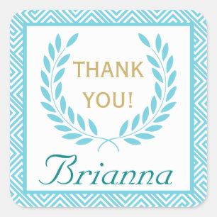 Griechischer Schlüssel und Lorbeerkranz Hochzeit S Quadratischer Aufkleber