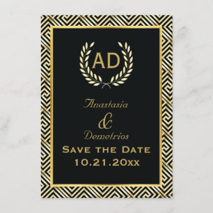 Griechischer Schlüssel und Lorbeerkranz Hochzeit S Save The Date