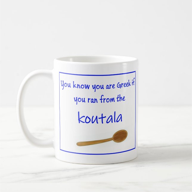 Griechischer Spruch auf Keramikbecher Kaffeetasse (Links)