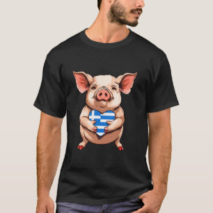 Griechischer Stolz Herz Schwein Griechische Wurzel T-Shirt