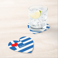 Griechischer Untersetzer, Rotes Herz, Hochzeit / G